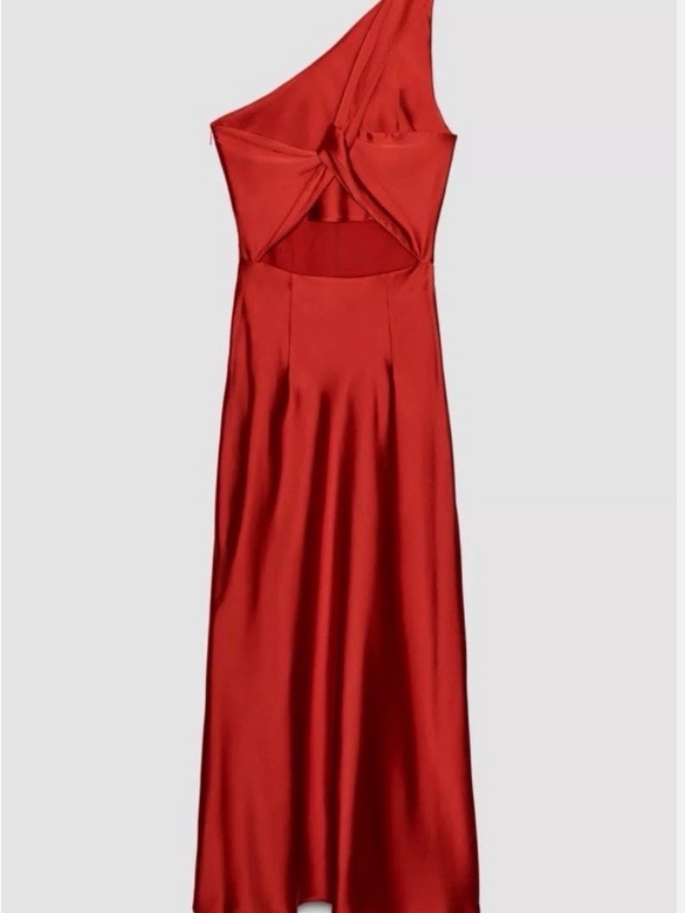 Zara Red Satin One-Shoulder Dress - Picture 7 of 8